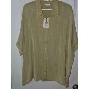 Easel Pea Soup Green Soft Gauze Oversided Cotton Top NWT Medium